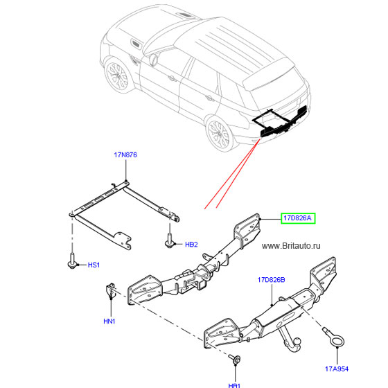 Буксировочная балка range rover sport 2014, с 12-ти штыревым гнездом, под съемный фаркоп с регулировкой по высоте