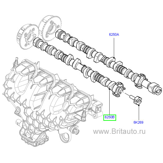 Распредвал, выпуск, land rover freelander и range rover evoque