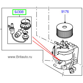 Датчик наличия влаги в топливных магистралях, полный сервисный комплект, на Range Rover Sport 2005 - 2013 и Land Rover Discovery 3, 4