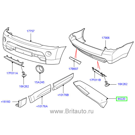 Комплект заднего спойлера range rover sport 2010 - 2013