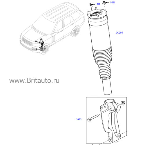 Передний пневмо-амортизатор макферсон, range rover 2013 all-new l405