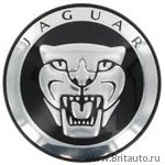 Колпачок колесного диска Jaguar, черный, с мордой ягуара, на все модели Jaguar