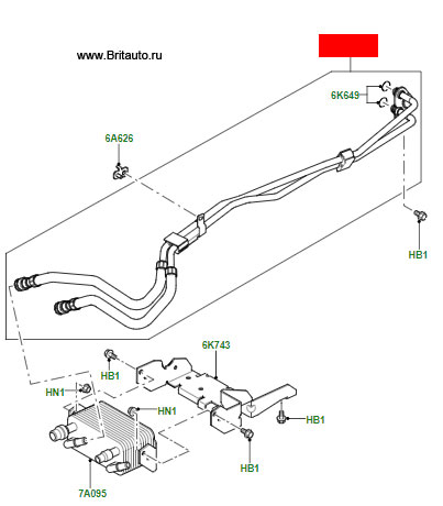 Трубопровод масляного радиатора АКПП Discovery 4, Range Rover Sport 2010 - 2013