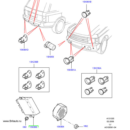 Модуль системы помощи при парковке с передними и задними парктрониками на Range Rover 2002 - 2009