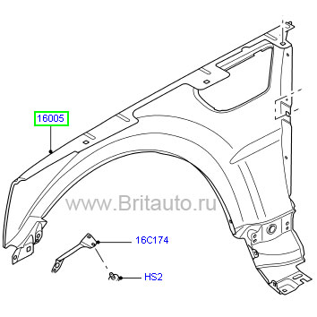 Крыло переднее правое  range rover sport 2005 - 2009