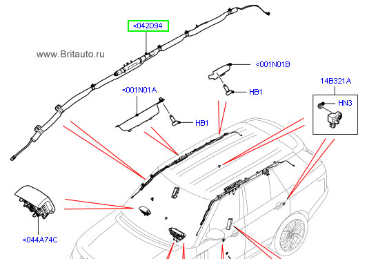 Занавес - подушки безопасности правые, range rover 2013 all new 4-х дверный универсал.