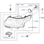 Фара правая range rover 2013 - 2017, с боковыми габаритами, адаптивный биксенон.