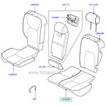 Обивка подушки сиденья заднего левого range rover 2002 - 2012, кожа, цвет салона: jet / ivory