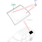 Стекло заднего бокового окна Range Rover 2013 - 2015, правое, с цифровым приемником TV, с непрозрачным стеклом, неопускаемое.