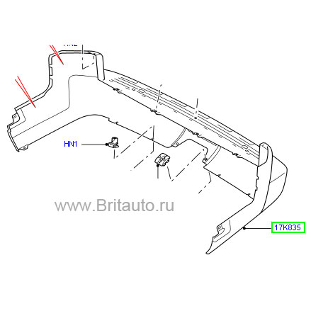 Бампер задний загрунтованный land rover discovery 3