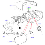 Корпус зеркала правого range rover 2013, без контроля брода, с бордюрным зеркалом, с дополнительных электрохроматическим зеркалом, выпуклое зеркало, без информации о мертвых зонах