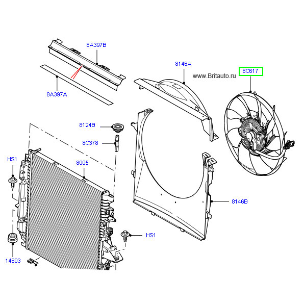 Вентилятор охлаждения двигателя land rover / range rover