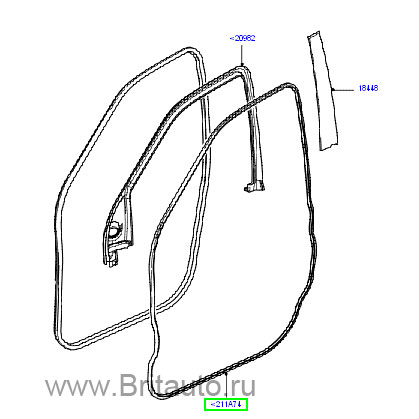 Уплотнитель передней и задней правой двери Land Rover Freelander 2, на ДВЕРИ.