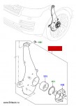 Кулак переднего левого колеса Range Rover 2013 - 2019, в сборе с подшипником и ступицей.