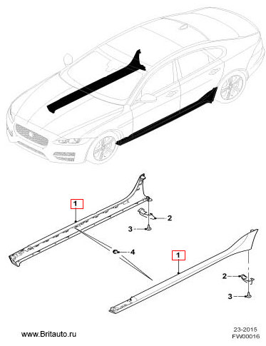 Молдинг боковины кузова (порога) Jaguar XF All-new Sport version, правый