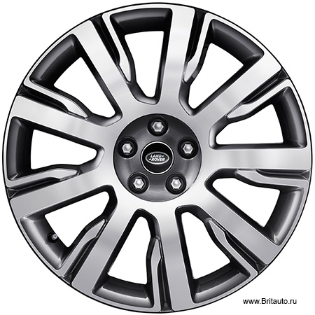 Колесный диск 9,5 х R21 Land Rover Discovery 5, 10 спиц, style 1, цвет: diamond turned (затемненный с полированными шлицами)