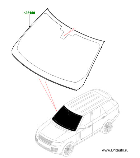 Стекло лобовое Range Rover 2017 - 2019 от VIN: HA000001 до HA999999, с системой климат-контроля - инфракрасное, с обогревом, с дисплеем над головой.