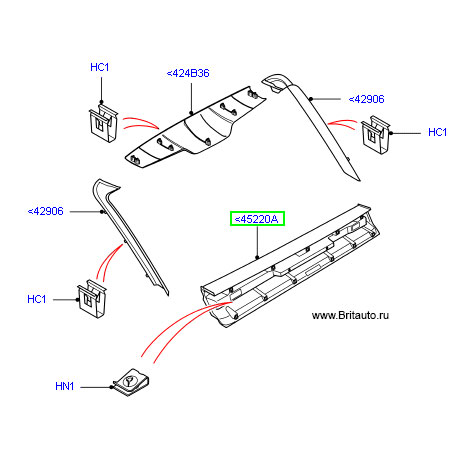 Панель отделки двери багажного отделения Range Rover 2002 - 2012, черная, под стеклом изнутри