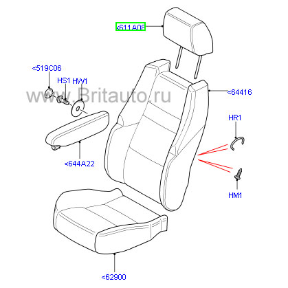 Подголовник range rover sport 2005 - 2009, без контрастной прошивки и монитора, цвет: черный