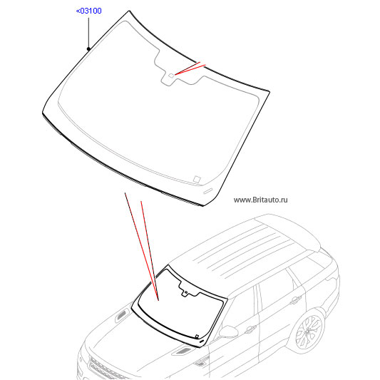 Лобовое стекло range rover sport 2014-15, без обогрева