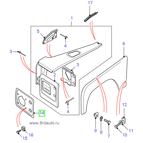 Накладка передней фары land rover defender, левая