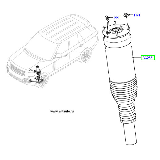 Амортизатор передний правый Range Rover 2013 - 2021, Range Rover Sport 2014 - 2021. Без ACE, с с непрерывной регуляцией амортизации вибраций. Оригинал Land Rover, в оригинальной упаковке.