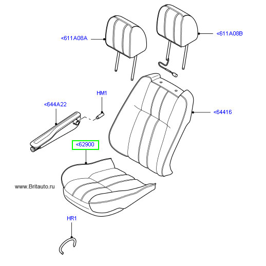 Обивка подушки сиденья переднего Arabika / Ivory на Range Rover 2010 - 2012