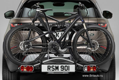 Устройство для перевозки двух велосипедов на Range Rover 2013 - 2018, Range Rover Sport 2014 - 2018, Range Rover Evoque 2012 - 2019 и Range Rover Velar. Устанавливается на фаркоп.
