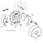 Комплект тормозных колодок ручного тормоза lr defender 1987 - 2014