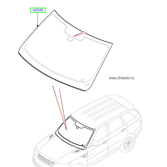 Лобовое стекло Range Rover Sport 2014 - 2015, с обогревом и климат-контролем, атермальное, без дисплея над головой.