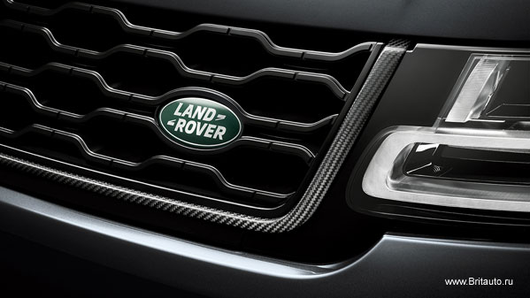 Решетка радиатора Range Rover Sport 2018 - 2022,  черная, обрамление - Carbone.