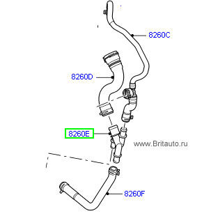 Шланг трубопровода системы охлаждения Range Rover 2002 - 2012 на 4,2 Л Бензин