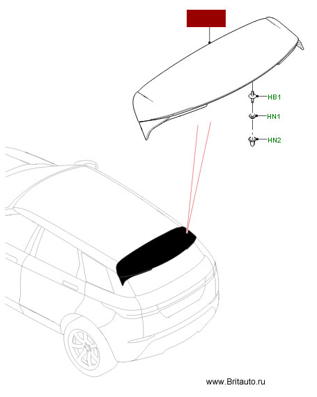 Задний спойлер багажной двери new range rover evoque 2019