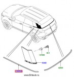 Молдинг левый под обшивкой стойки "Е", на Range Rover Evoque 3-х дверный