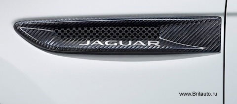 Карбоновая жабра - накладка правого переднего крыла Jaguar XF All-new (от 2016 м.г. ). материал: Carbon под лаком.