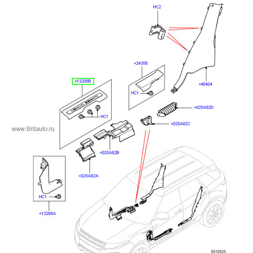Накладка порога range rover evoque с подсветкой, левая, контрастная панель приборов, ebony / black