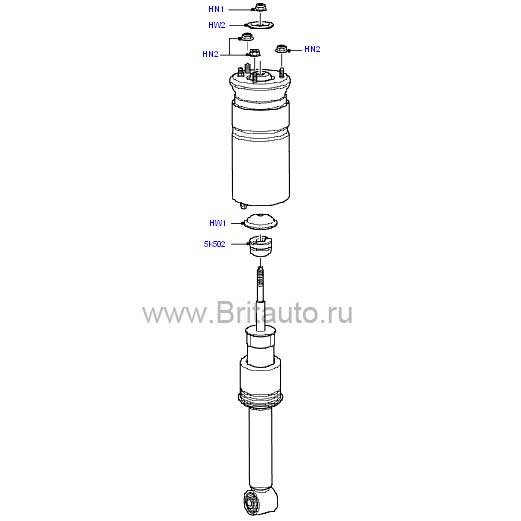 Пневмостойка - задний амортизатор в сборе range rover sport 2005 - 2009, с контролем устойчивости, с подвеской ace