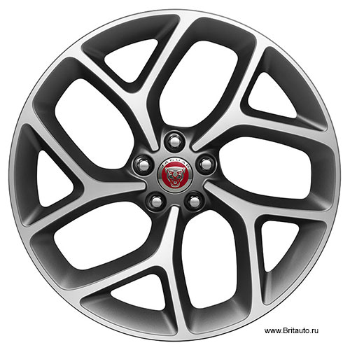 Колесный диск R20 х 8 Jaguar XE передний, модель: Propeller, цвет: Satin Dark Grey with Diamond Tuned (темно-серый полуглянцевый, с полированными внешними шлицами). Запчасть оригинальная новая Jaguar, в оригинальной упаковке, с документами. 