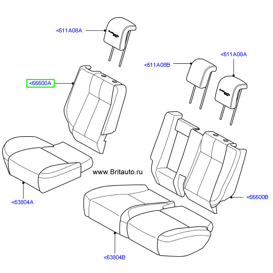 Обивка спинки заднего правого сиденья (меньшее сиденье) range rover sport 2010 - 2013, цвет: ebony /  tan