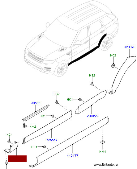 Молдинг переднего левого крыла Range Rover Sport 2014 - 2017, загрунтованный.