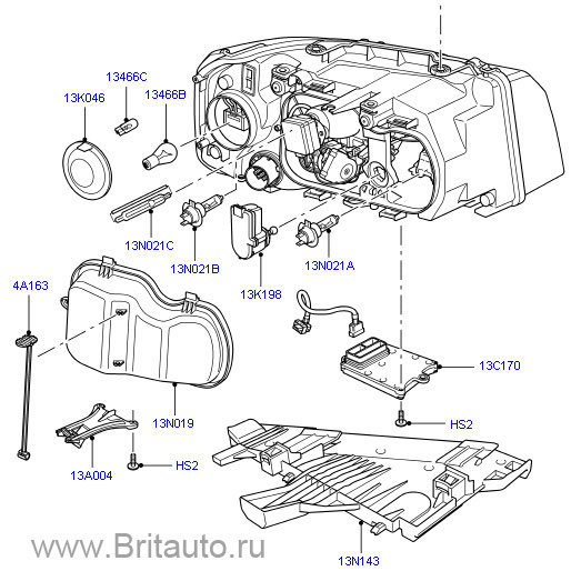 Фара левая land rover freelander