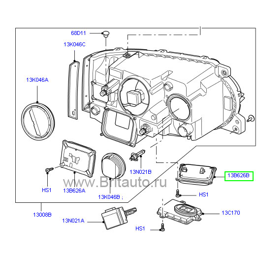 Электронный модуль фары range rover 2010 - 2012