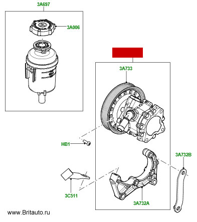 Насос усилителя руля ГУР LAnd Rover Freelander 3,2Л Бензин.