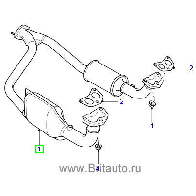 Выхлопная система discovery ii, с катализатором