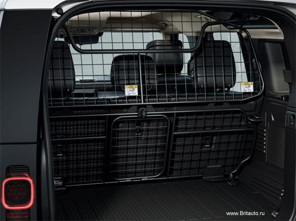 Разделитель салона и багажного отделения New Land Rover Defender 110, металлическая решетка в полную высоту салона, с 3-м рядом сидений.