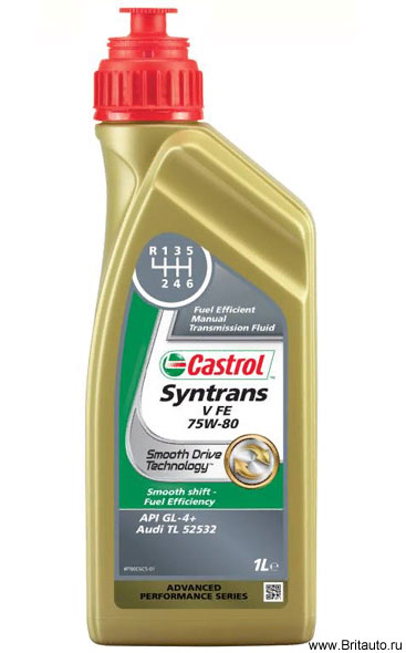 Трансмиссионное масло МКПП Castrol Syntrans V FE 75W-80, в расфасовке 1Л.