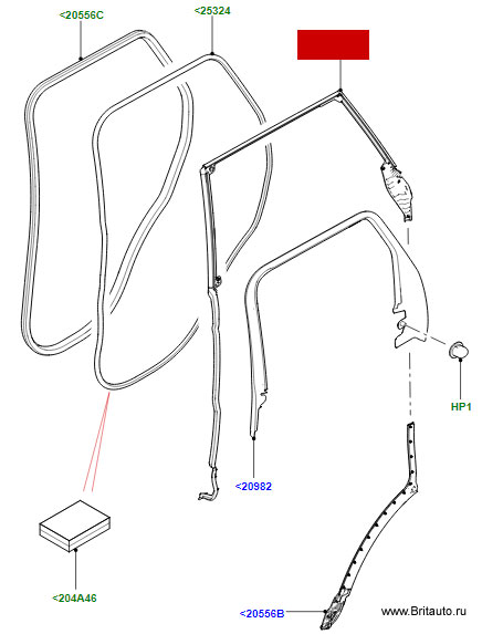 Уплотнение верхнее двери правой задней Range Rover Sport 2014 - 2017
