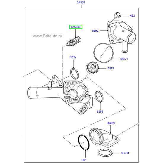 Датчик температуры охлаждающей жидкости lr discovery, range rover 2002 - 2009, range rover sport 2005 - 2013