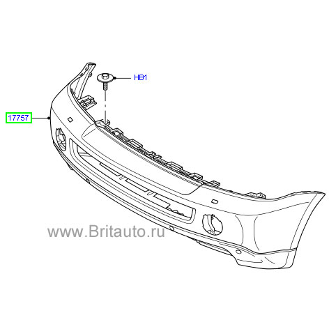 Демпфер (бампер) передний, загрунтованный, range rover sport 2005 - 2009, с омывателем фар.