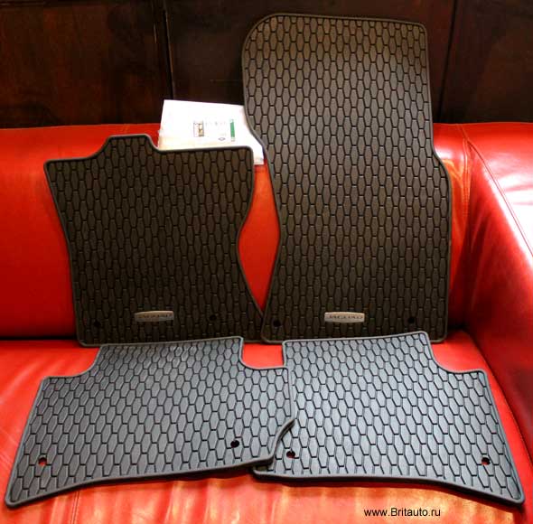 Комплект резиновых износостойких ковриков салона Jaguar F-Pace, с металлическими табличками Jaguar